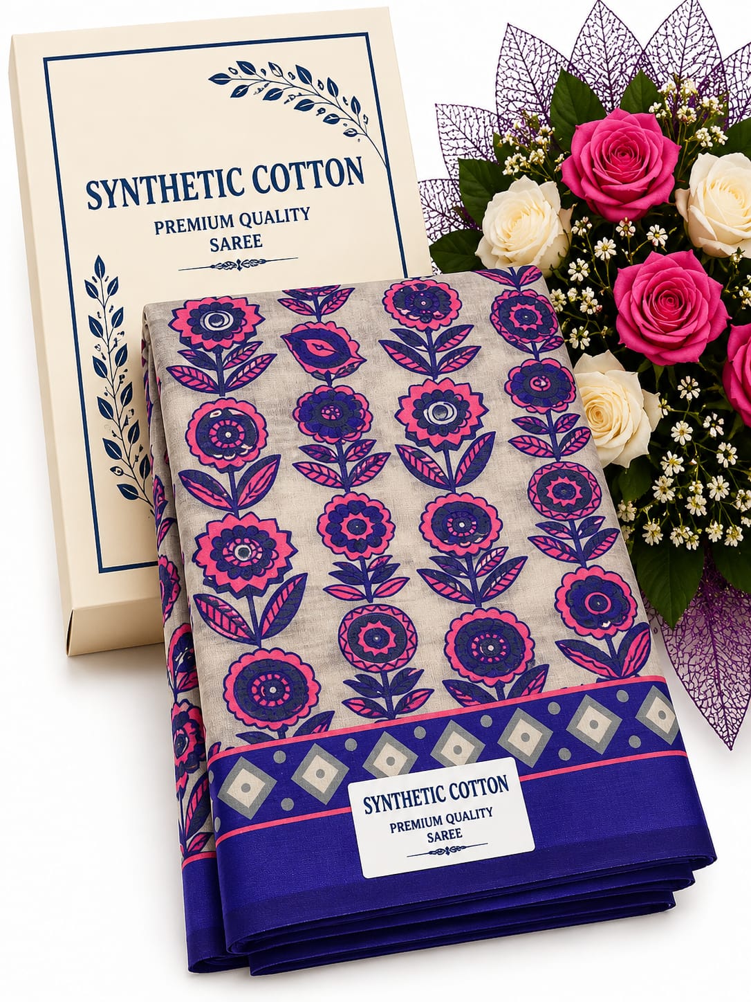 Synthetic Cotton -small flower -purple color