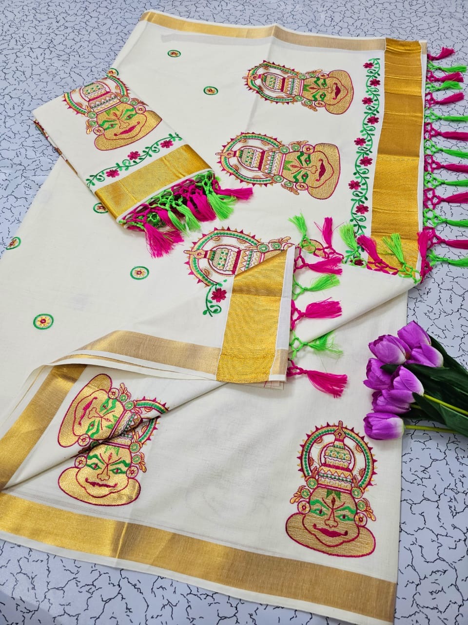 Kerala Cotton with Kathakali design
