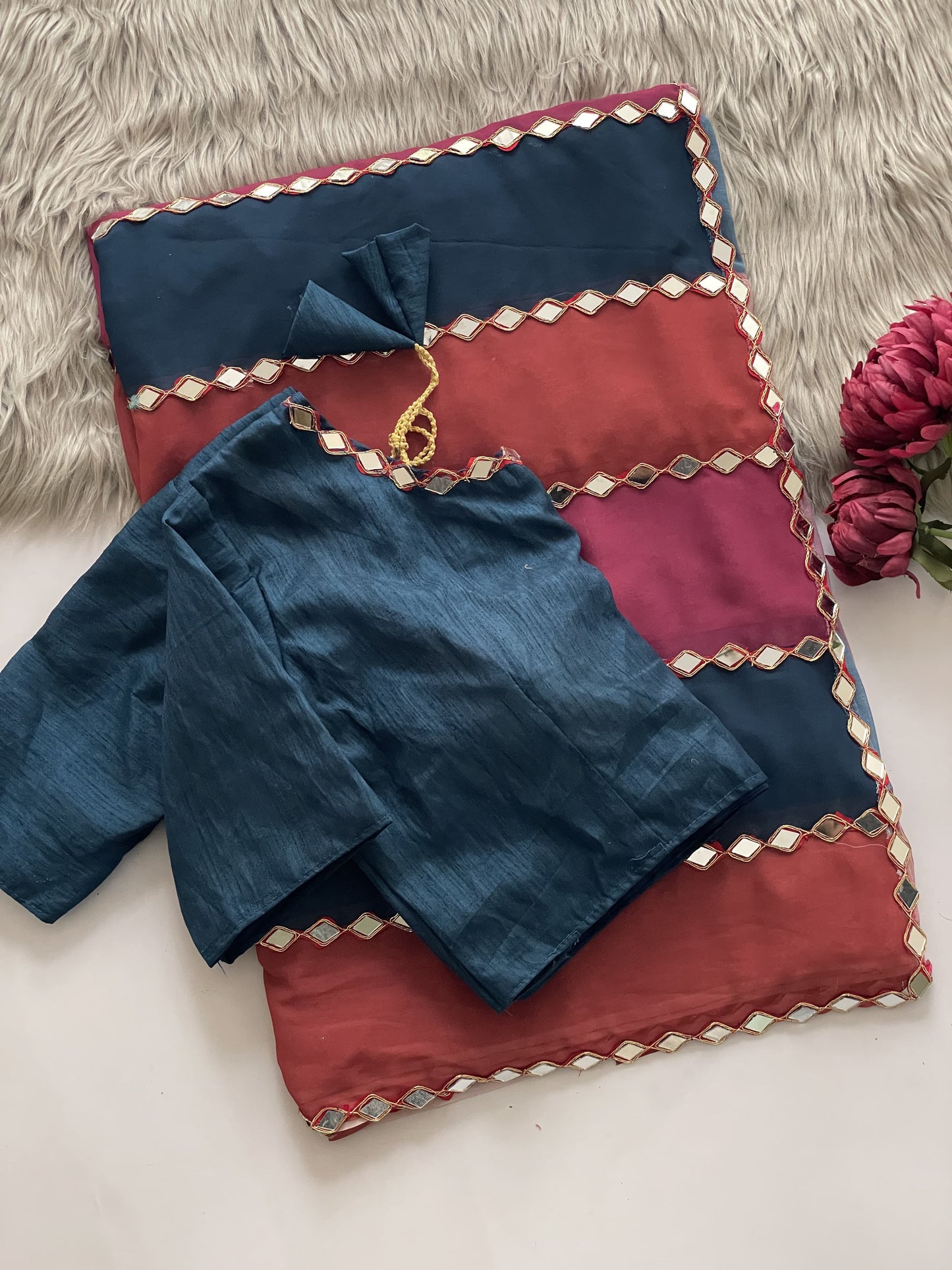 Party wear with mirror work multi colour