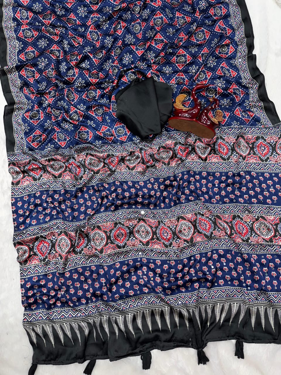 Ajrack model Silk with mirror work -blue