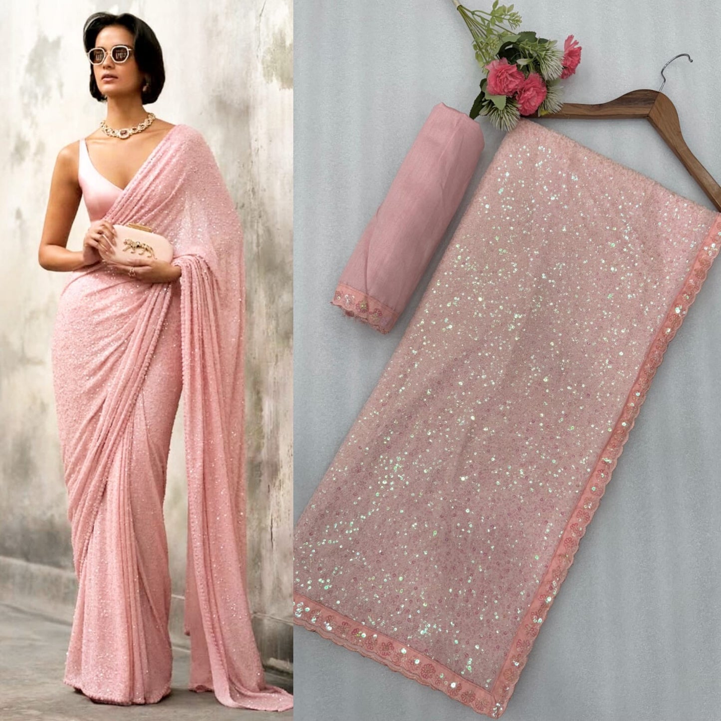 Party wear light sparkling pink colour