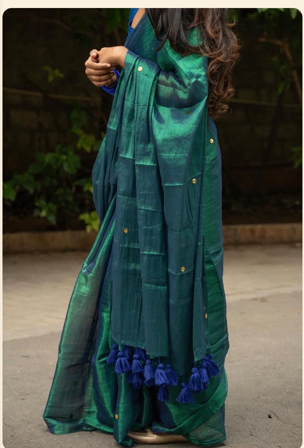 Kadhi Tissue Gini Saree - #peacock colour saree- green