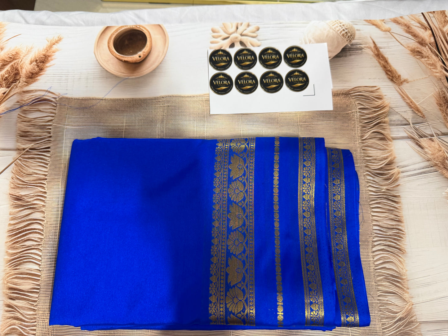 Mysore crepe silk saree- with lotus boarder