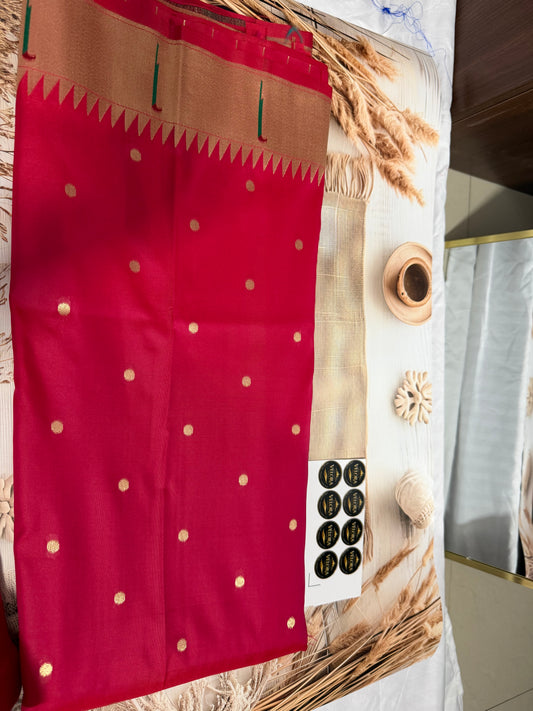 Designer Brocade All-Over Semi Silk Paithani Saree -Pink
