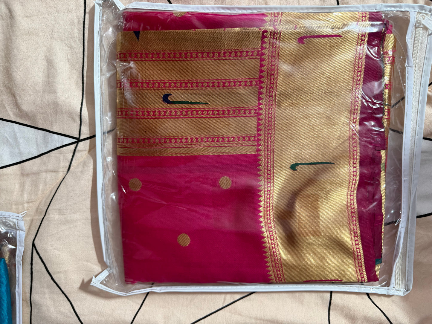 Designer Brocade All-Over Semi Silk Paithani Saree -Pink
