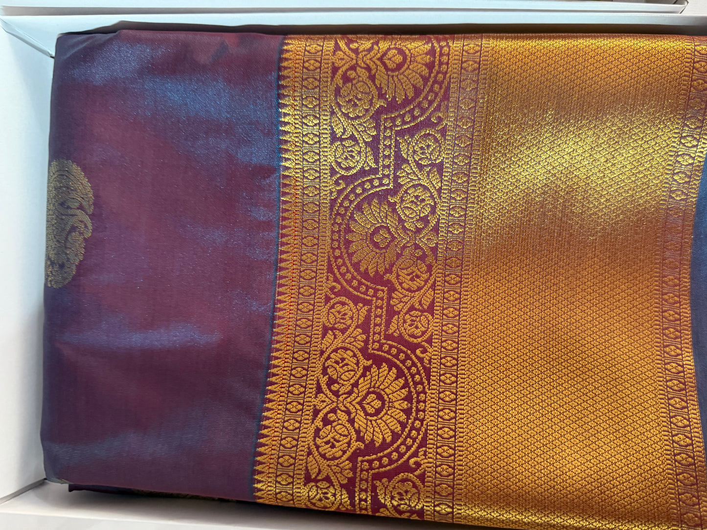 Silk in Kanchipuram boarder Saree with Zari boader -dark lavender colour or violet base