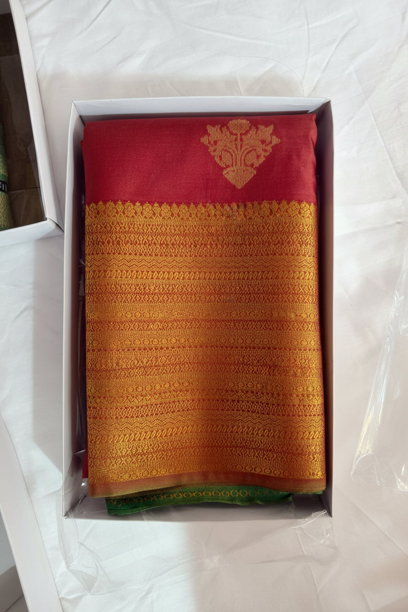 Silk in Kanchipuram boarder Saree with Zari boader - brown shades