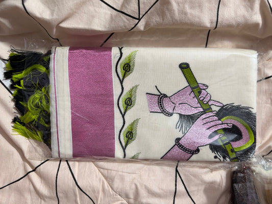 Kerala Cotton with flute design
