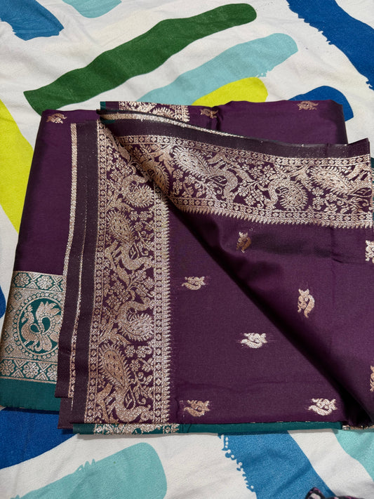 “Peshwai silk peacock design ❤️”- purple