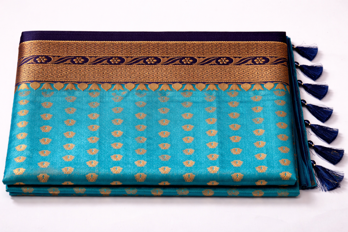 Banarasi Saree with small buttas- sky Blue with zari boarder
