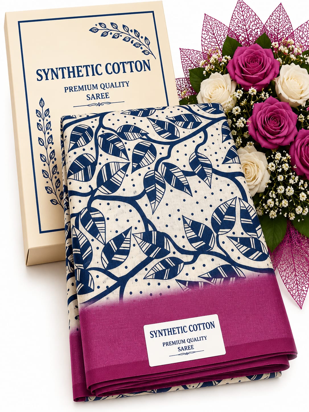 Synthetic Cotton- wine leaf design