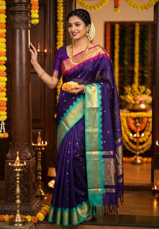 Banarasi Semi Katan soft silk Ganga Yumunna Saree