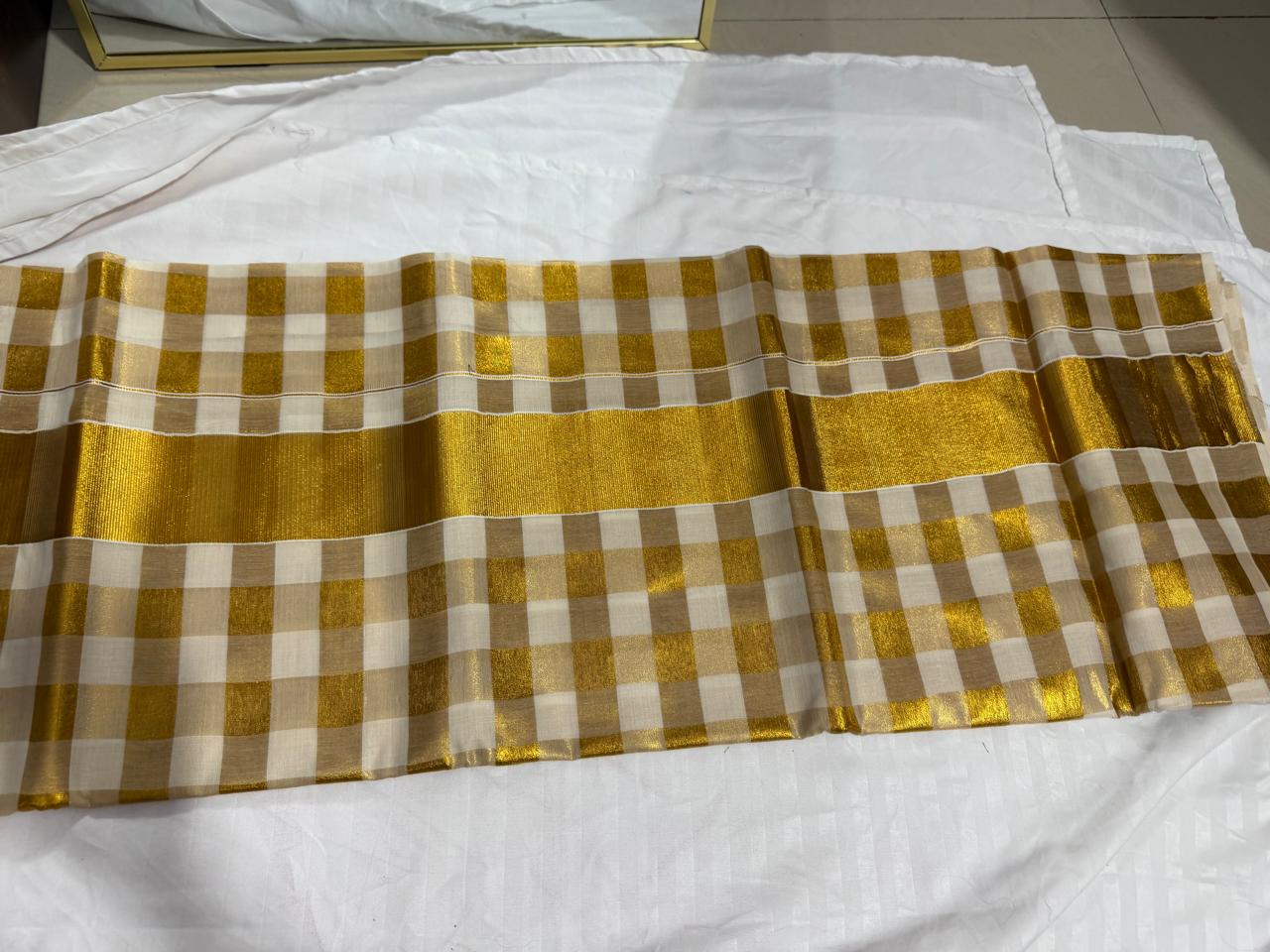 Mul Cotton soft saree - onam special full saree with checks
