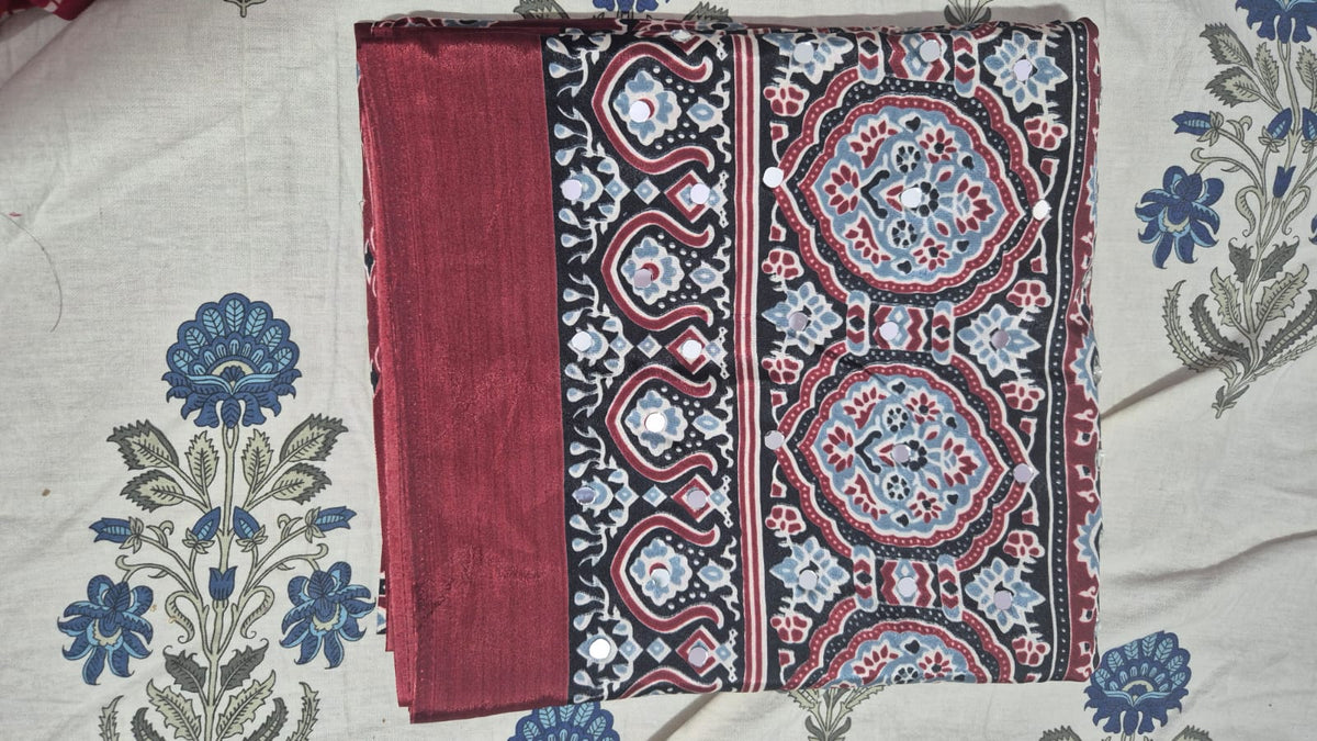 Ajrack model Silk with mirror work- marron