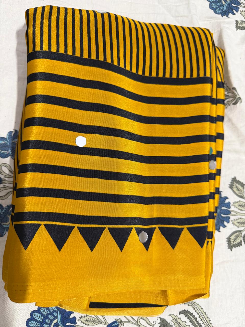 Ajrack model Silk with mirror work- yellow black