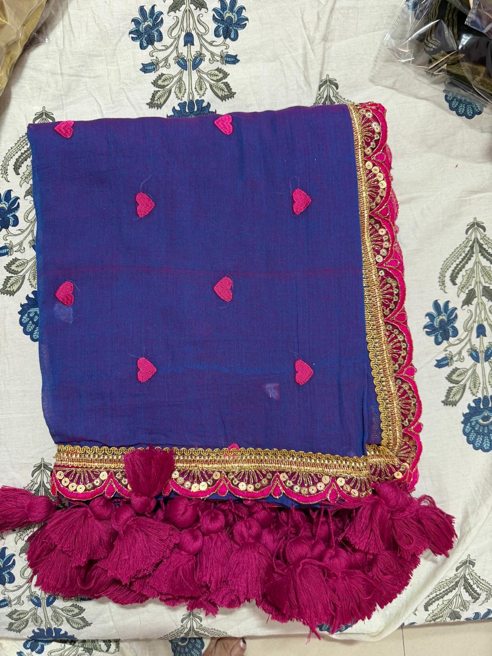 Premium Mul Embroidery work -Purple