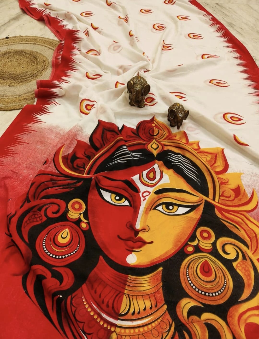 Bengali saree-Durga Maa design at Pallu
