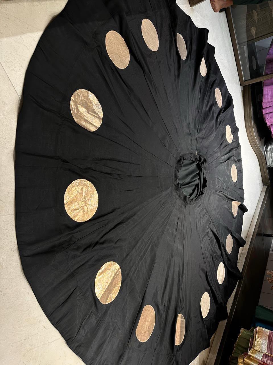 Garba Lengha with circle design -Black