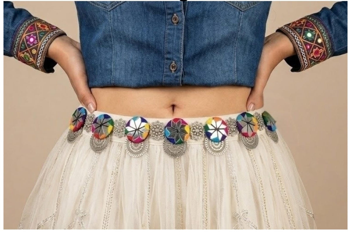 Garba kamar band with mirror work