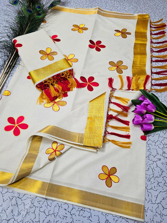 Kerala Cotton with flower design