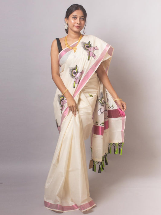 Kerala Cotton with flute design
