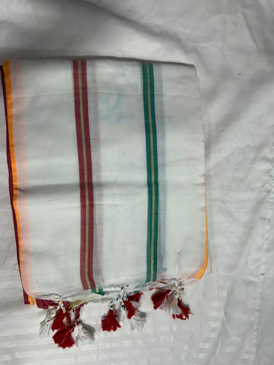 Mul Cotton soft saree - plain strip lines