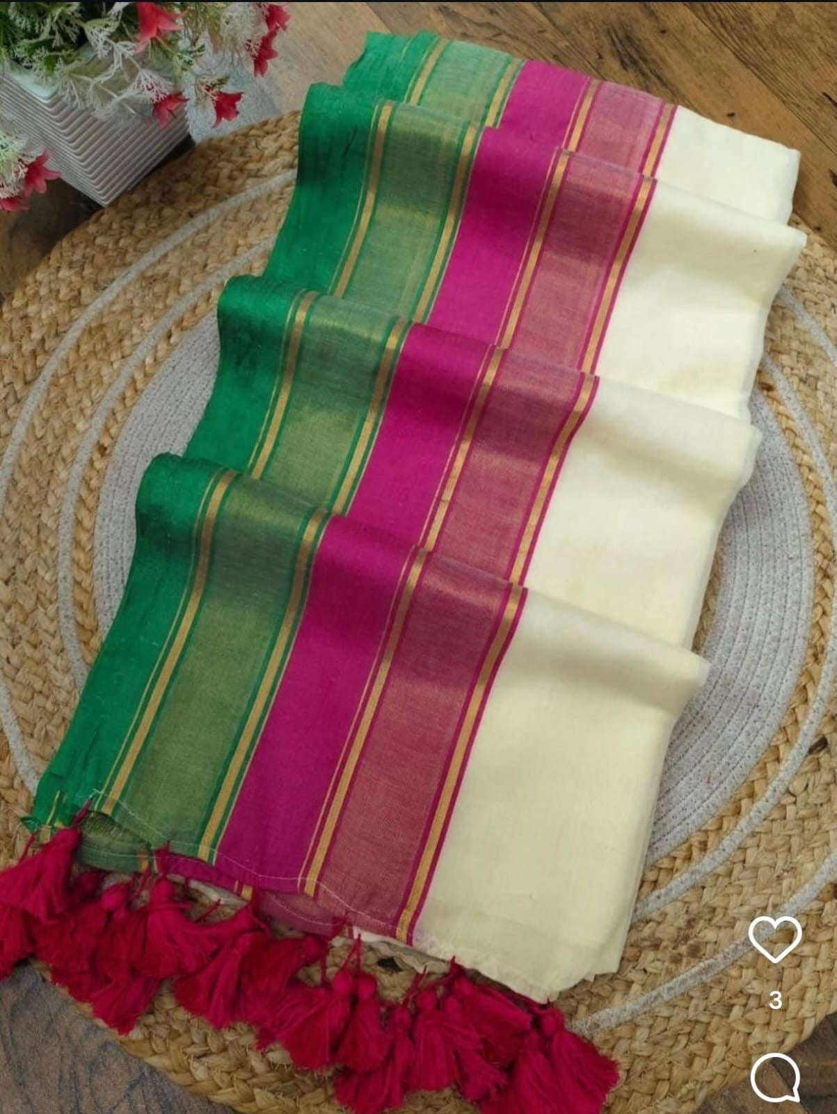 Mul Cotton soft saree  white