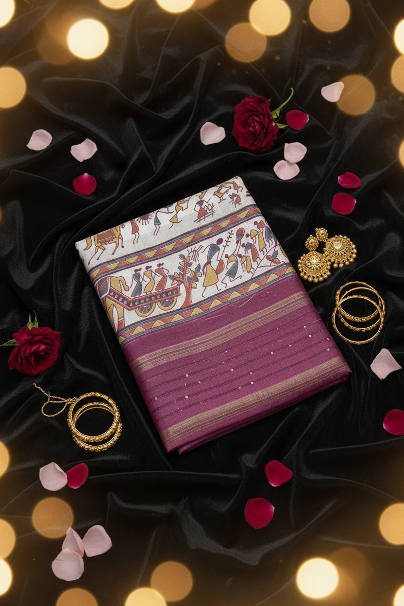 Kalamkari Dola Print saree