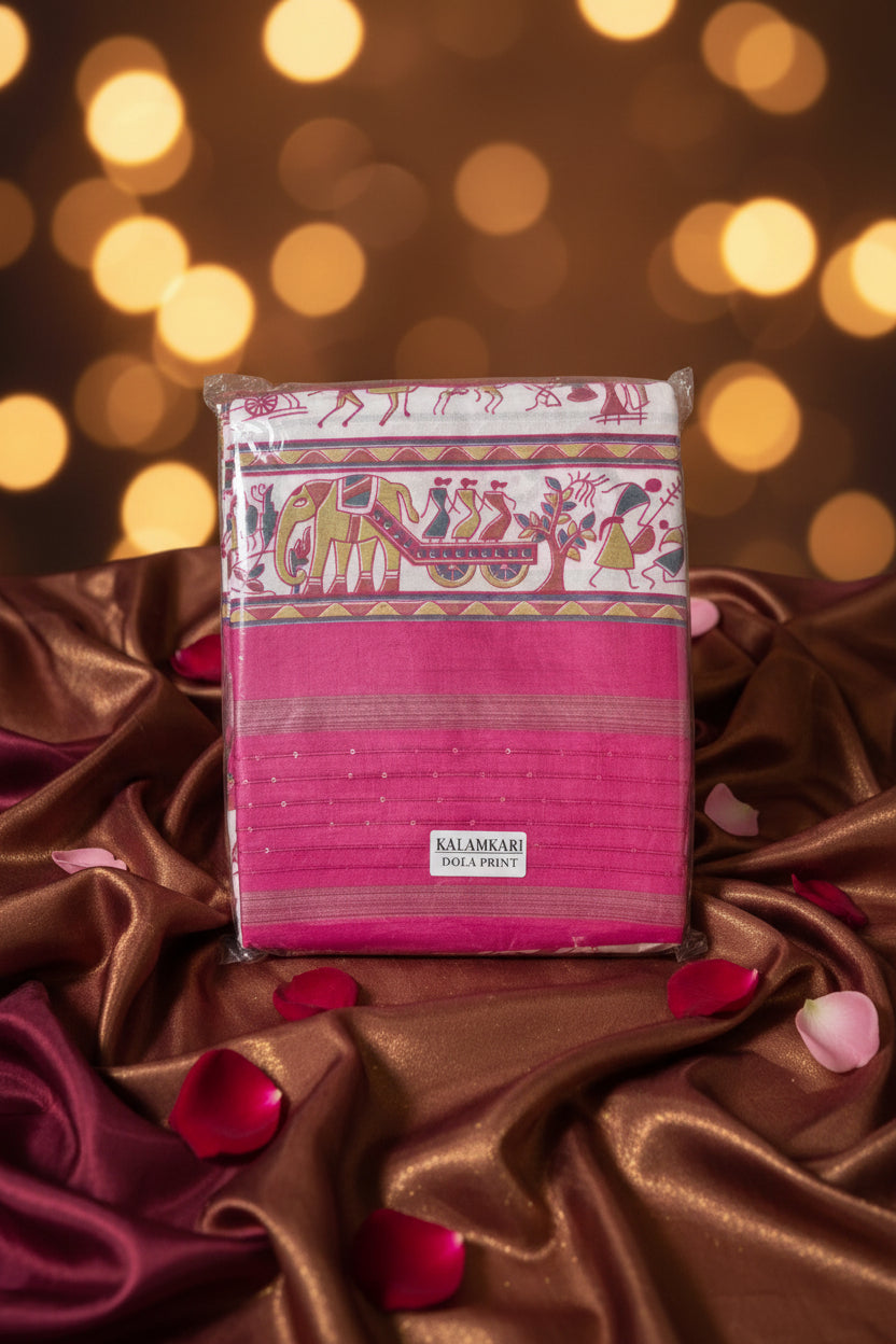 Kalamkari Dola Print saree
