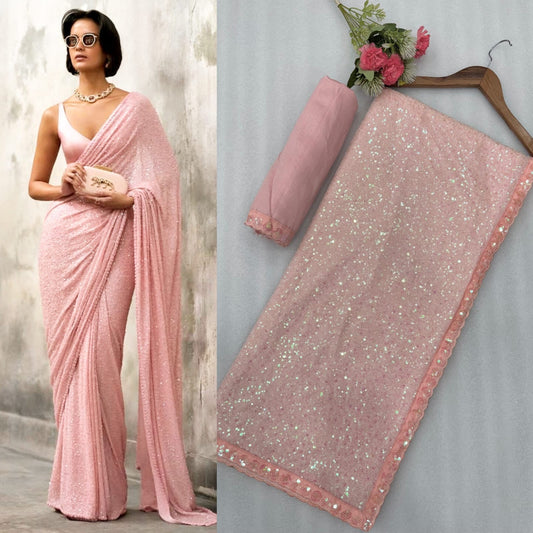 Party wear light  sparkling pink colour