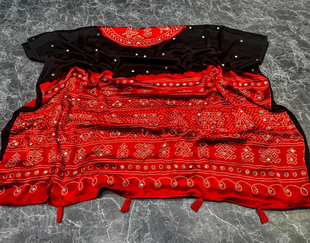 Ajrack model Silk with mirror work -black