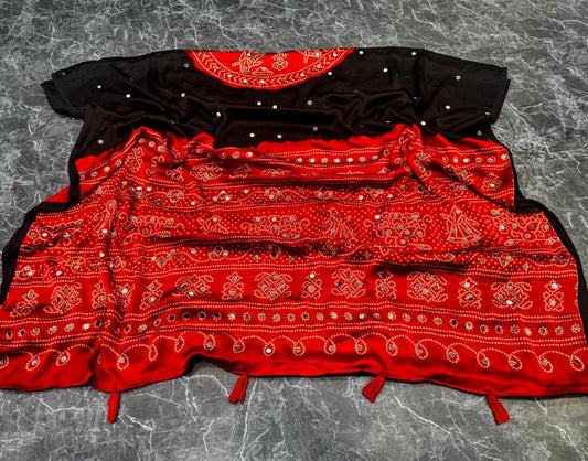 Ajrack model Silk with mirror work -black