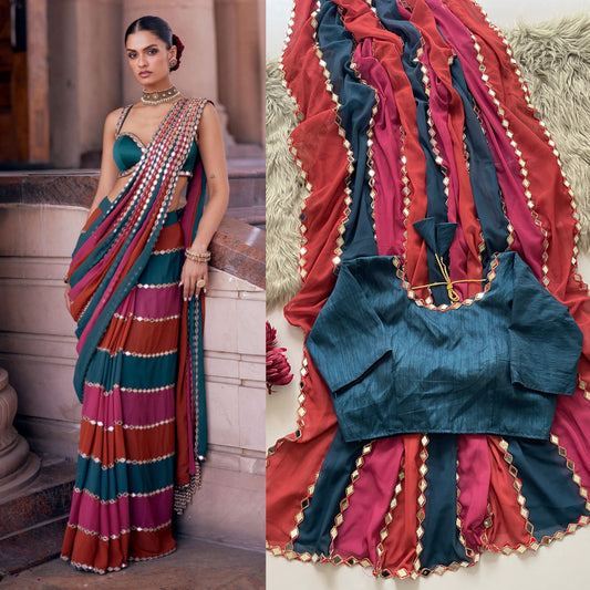 Party wear with mirror work multi colour