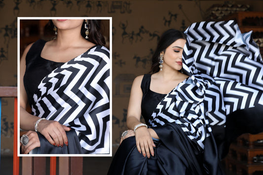 Satin Silk  -black and white celebrity inspired