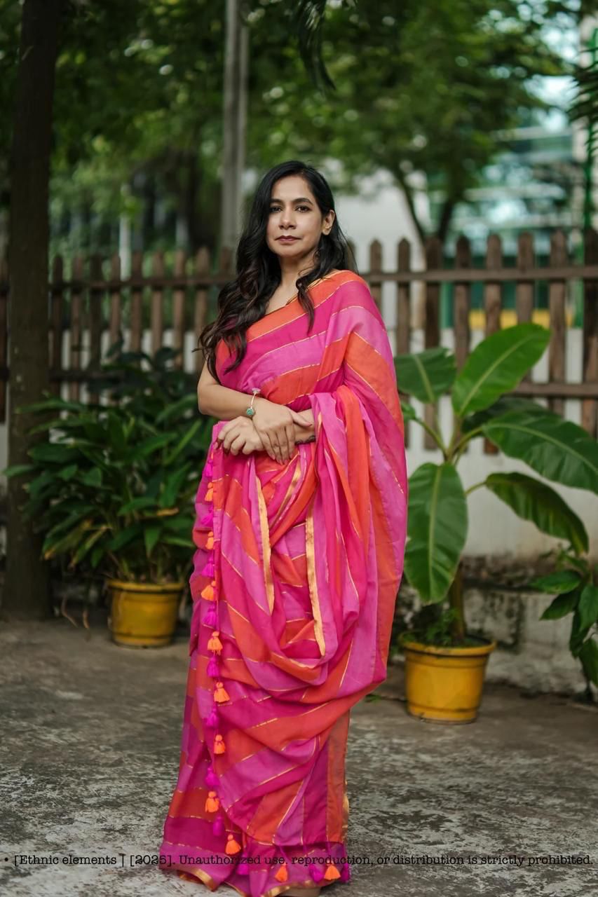 Onam special saree Mulcotton ~pink saree