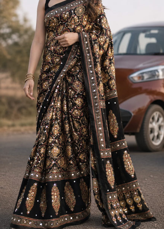 Ajrack model Silk with mirror work-black