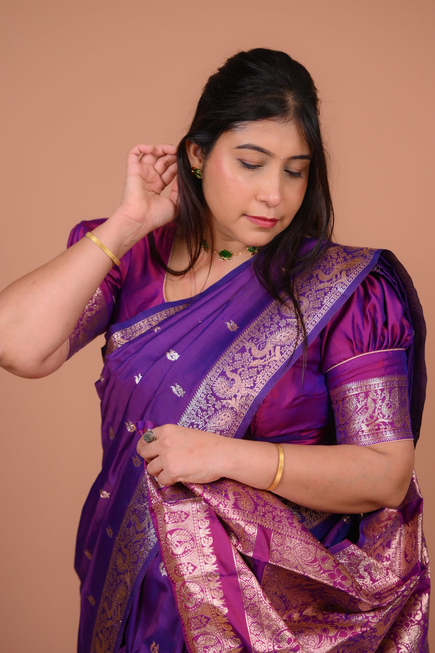 “Peshwai silk purple colour