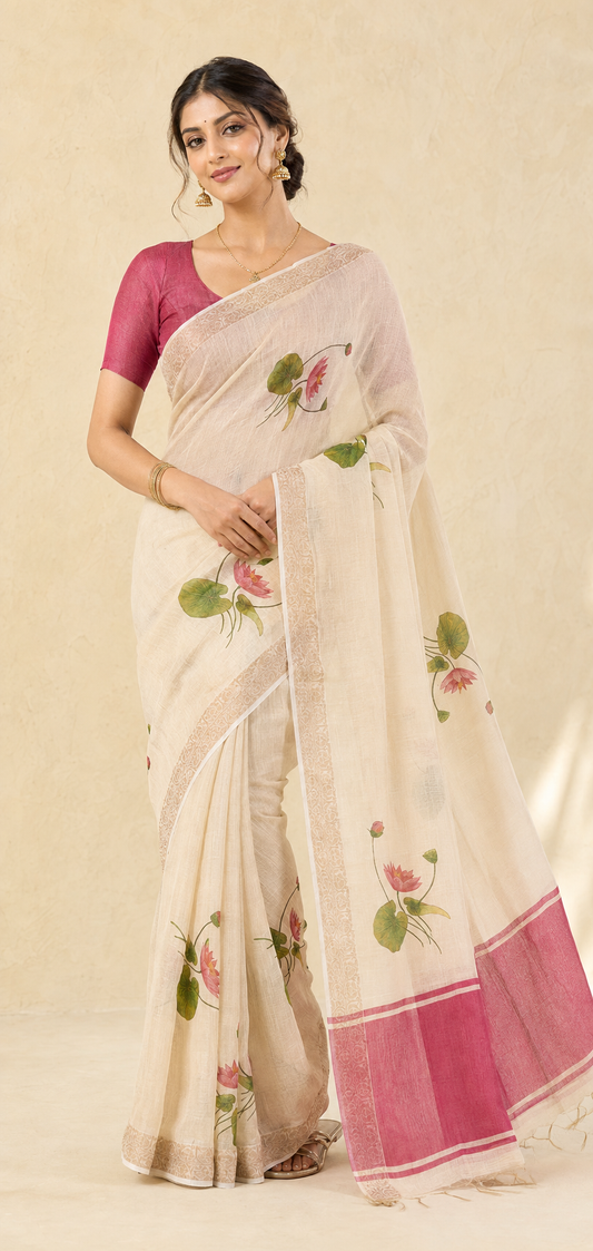 Onam lotus tissue saree-3