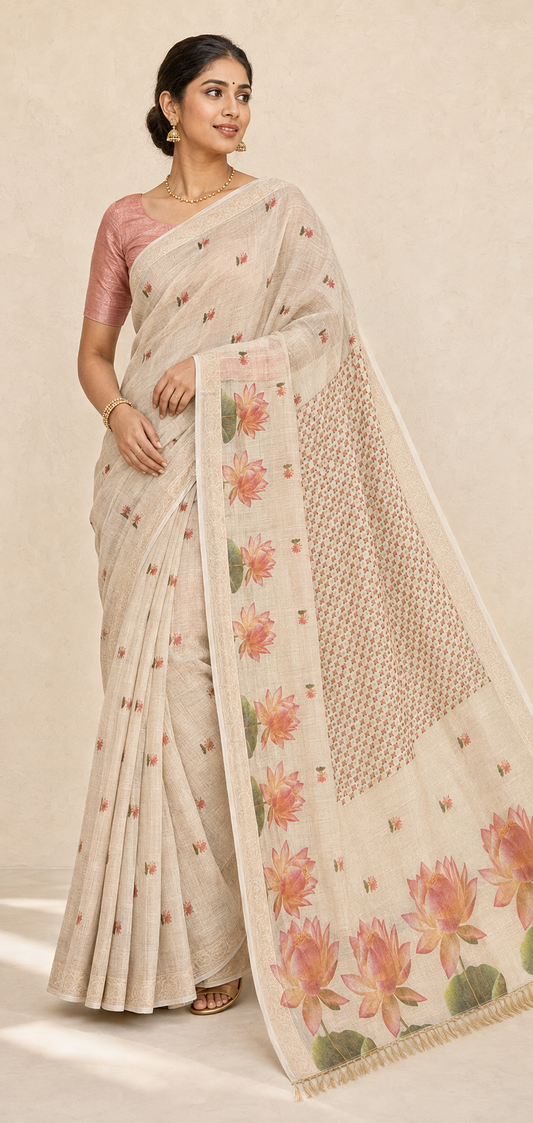 Onam lotus tissue saree-2