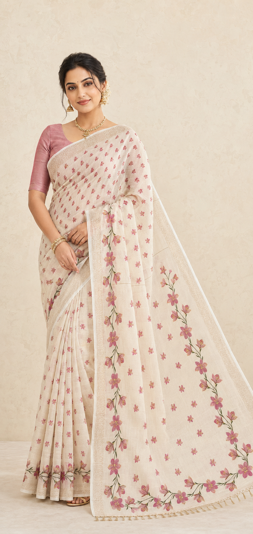 Onam flower tissue saree-1