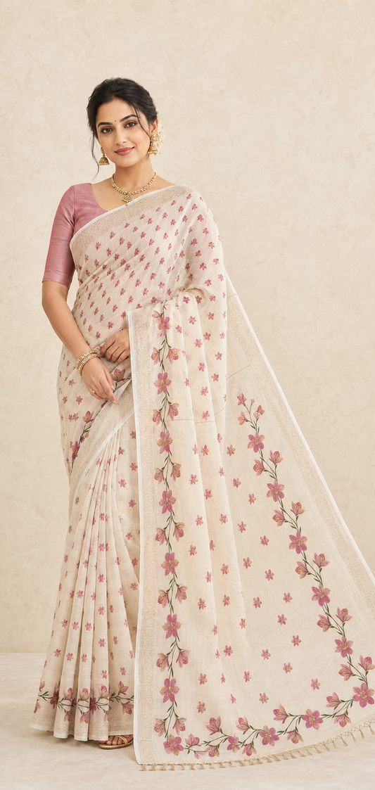 Onam flower tissue saree-1