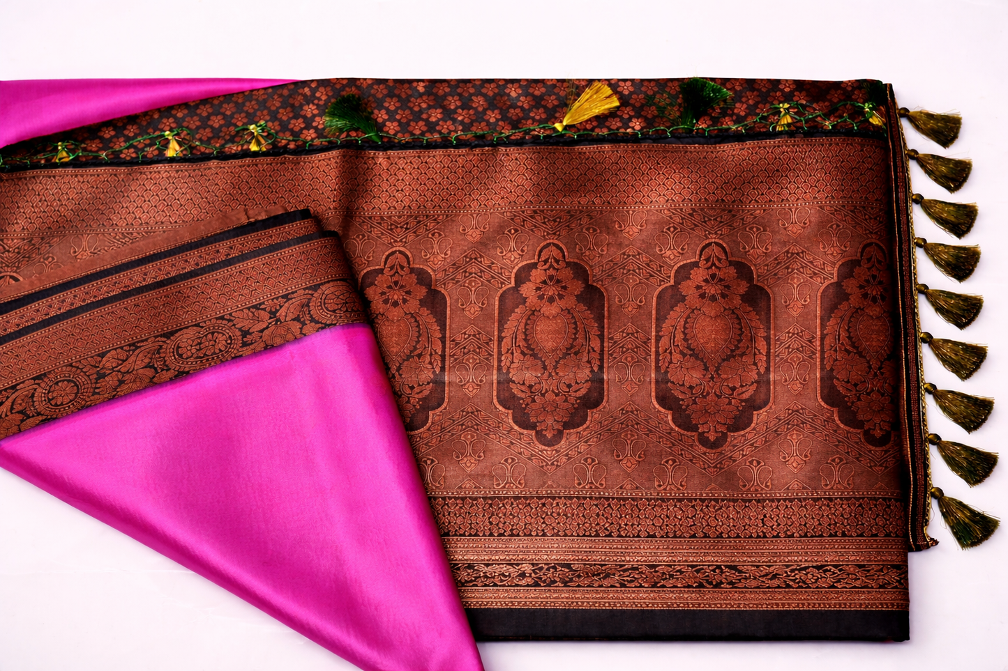 Mysore Silk Saree - luxury - Pink and brown shade