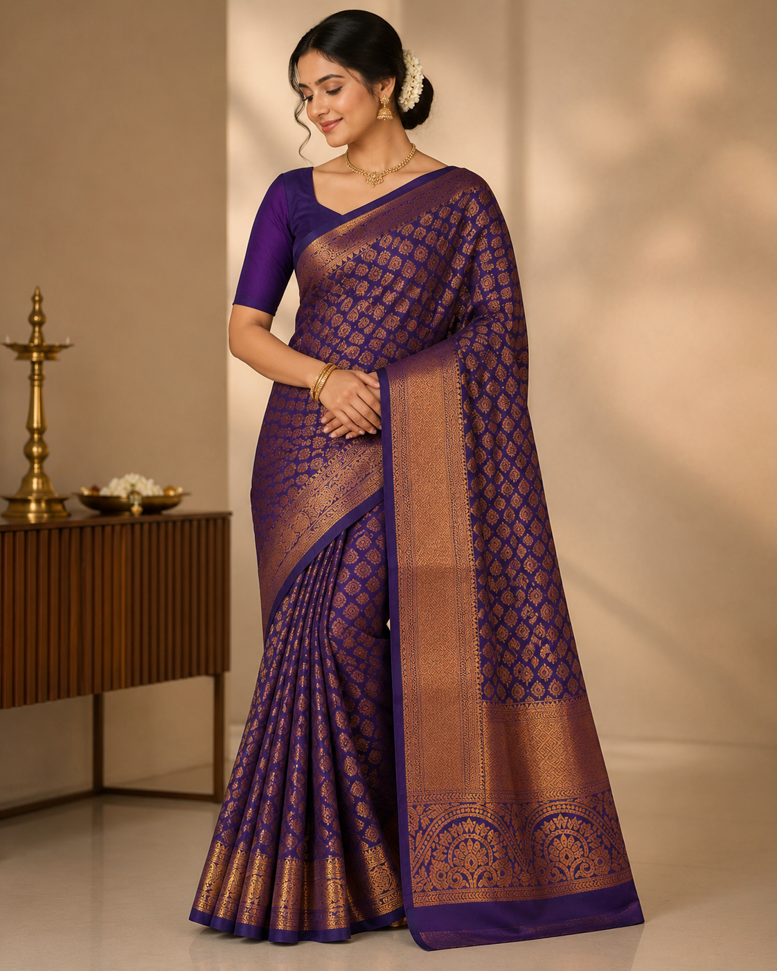 Pattu wedding/ Festival soft Silk Saree for Women- purple