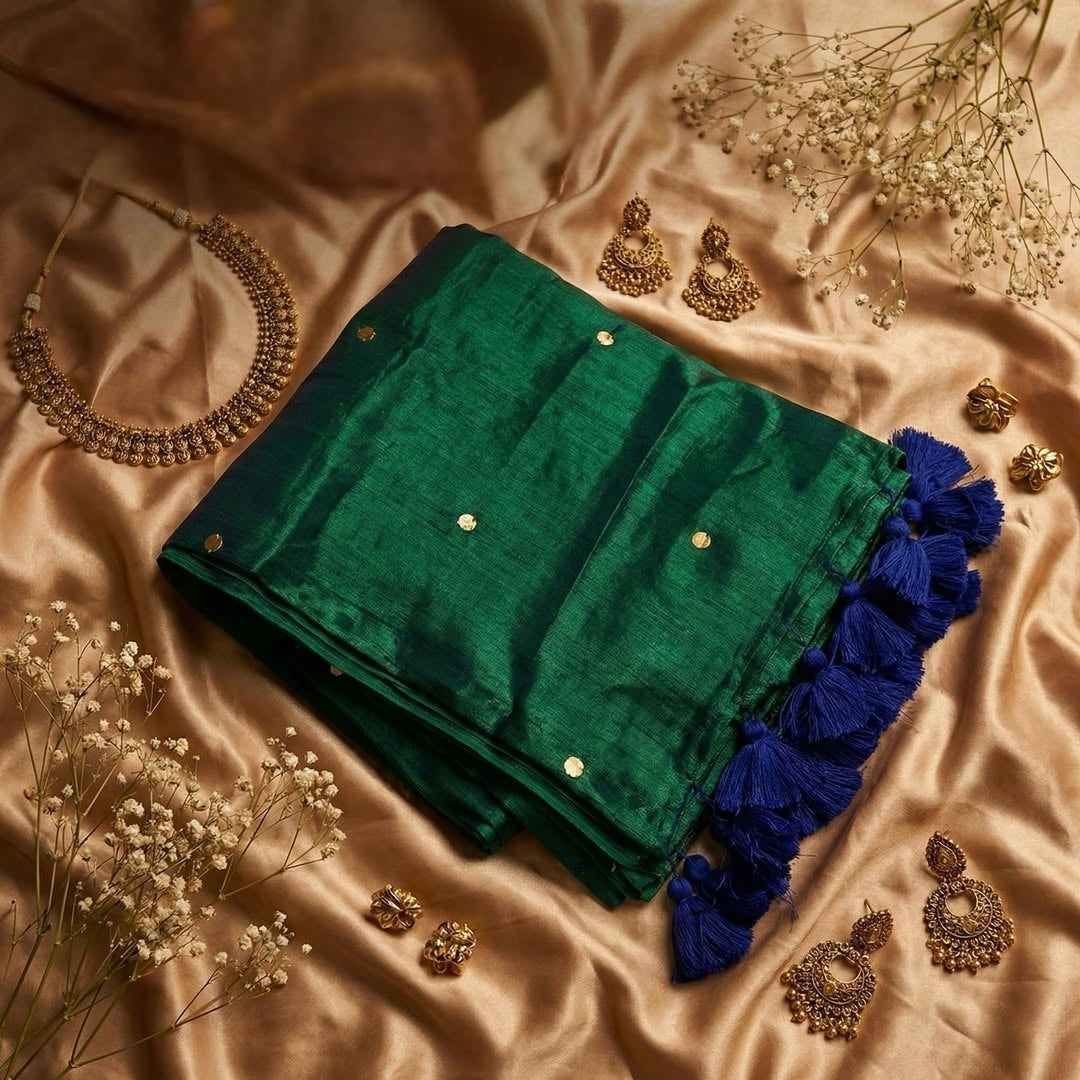Kadhi Tissue Gini Saree - #peacock colour saree
