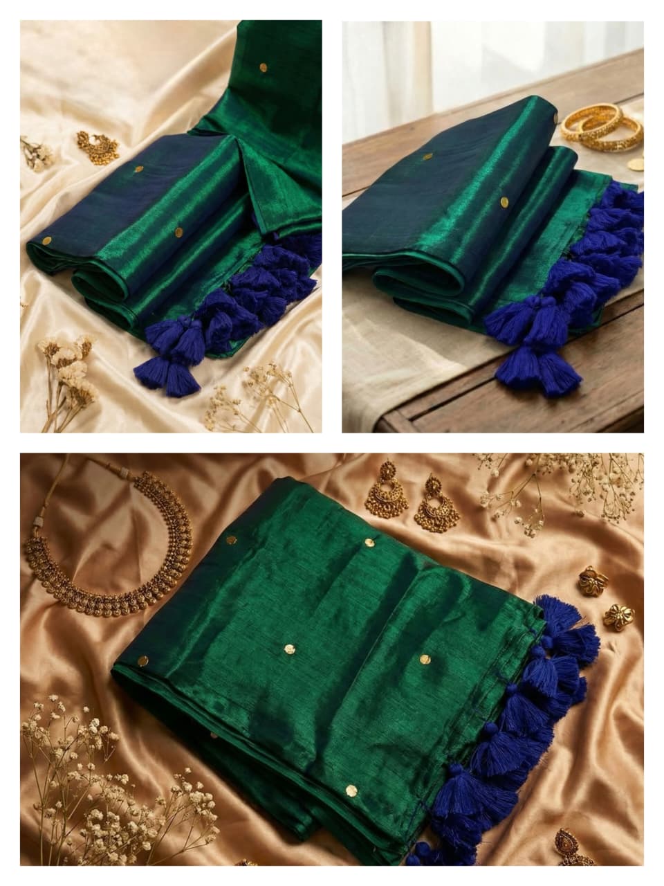 Kadhi Tissue Gini Saree - #peacock colour saree