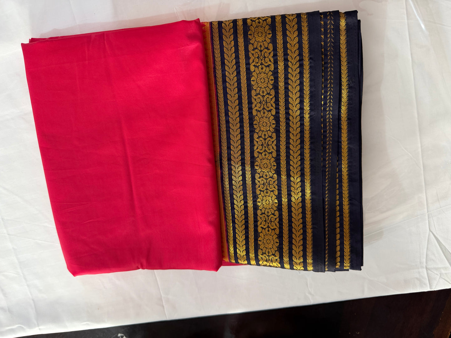 Mysore silk -saree with double boarder saree -3 Pink shade very soft silk with plain saree