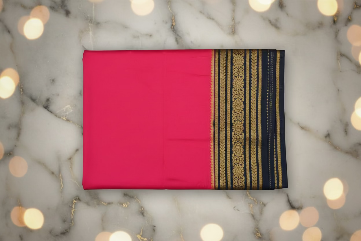 Mysore silk -saree with double boarder saree -3 Pink shade very soft silk with plain saree