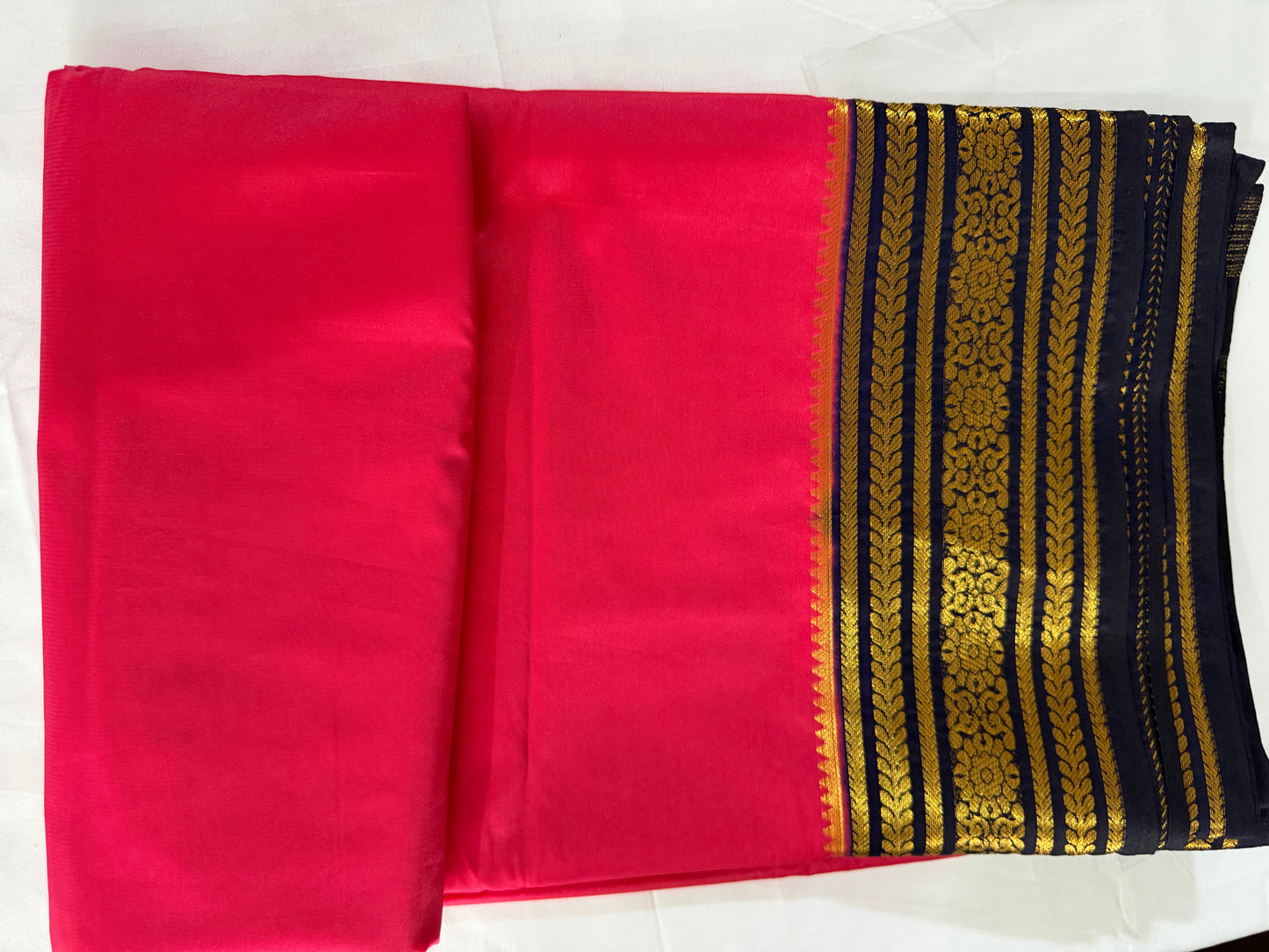Mysore silk -saree with double boarder saree -3 Pink shade very soft silk with plain saree