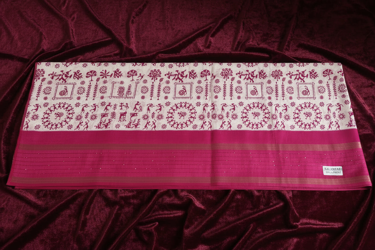 Kalamkari Dola Print saree