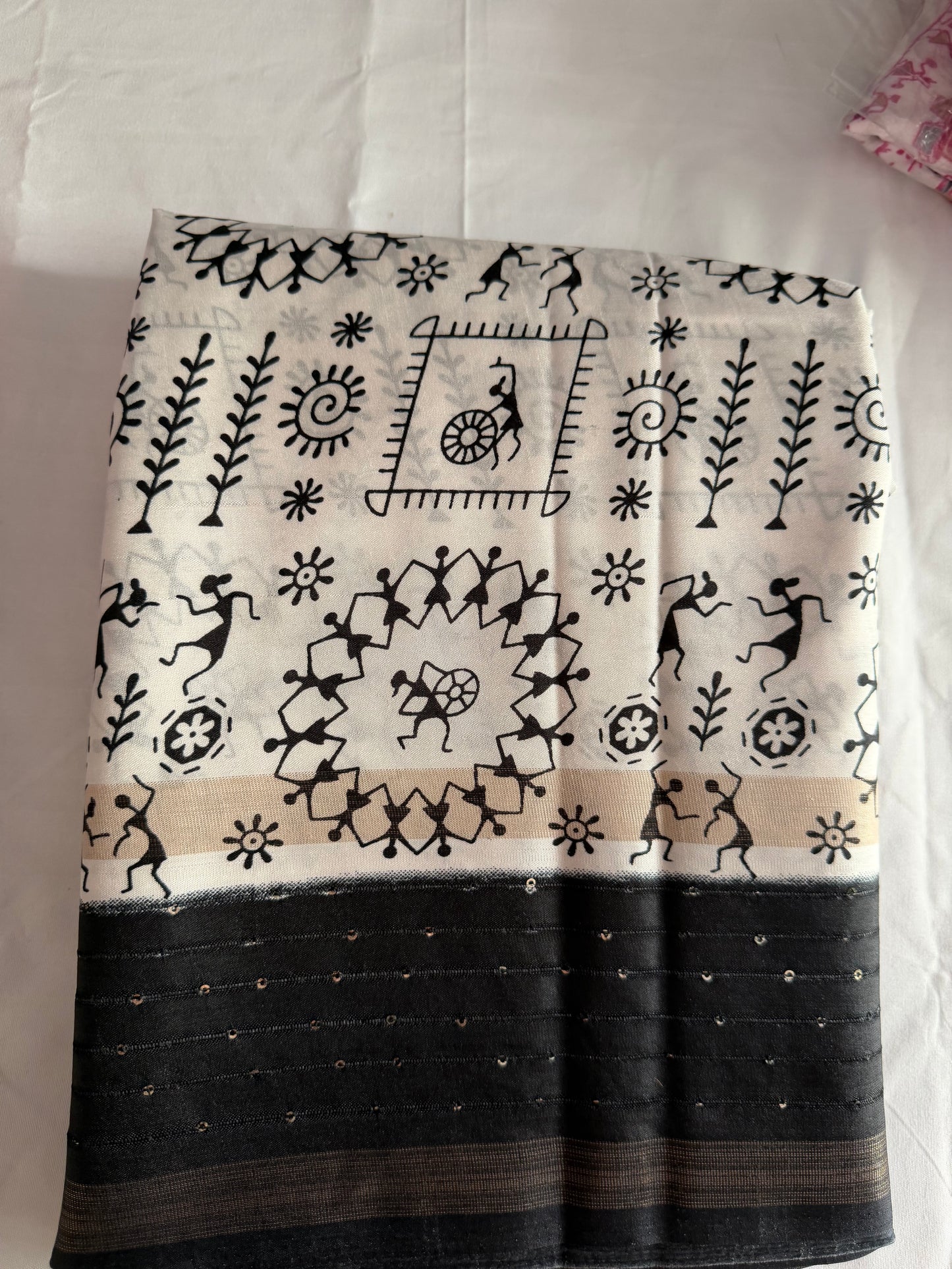 Kalamkari Dola Print saree -black